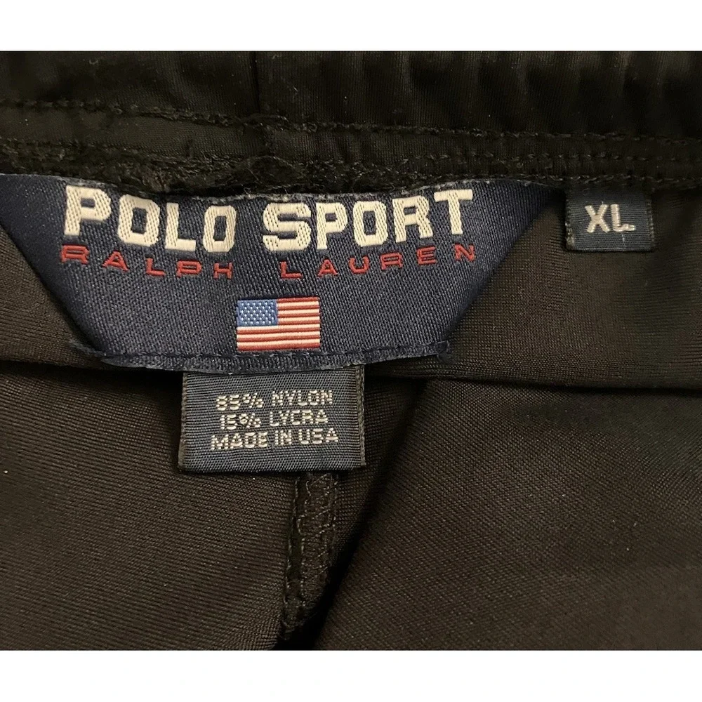 VTG 90s Polo Sport Ralph Lauren‎ Shorts USA Knit Navy Blue Spell Out Logo XL
